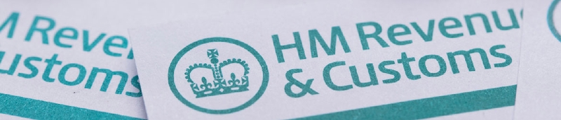 Extreme closeup image of HM Revenue and Customs logo.