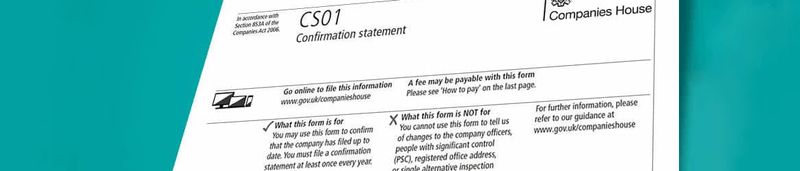 Example of a Confirmation Statement form from Companies House.
